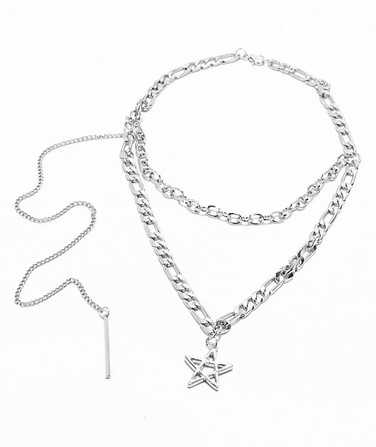 Stone + Locket Star 16" Layered Chain Necklace