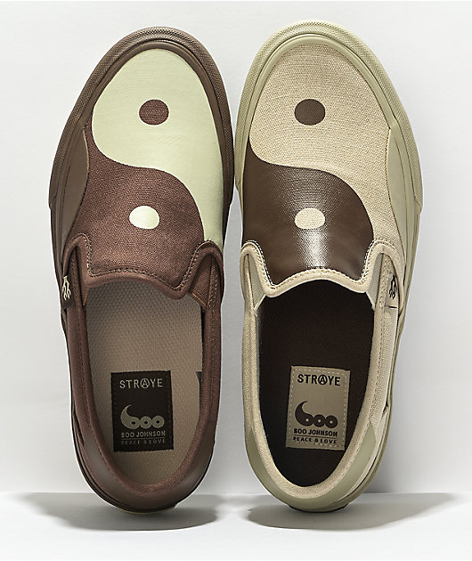 Straye Boo Vista XR One Love Tan & Coffee Slip-On Skate Shoes
