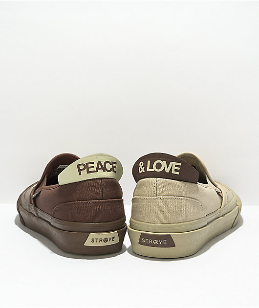 Straye Boo Vista XR One Love Tan & Coffee Slip-On Skate Shoes