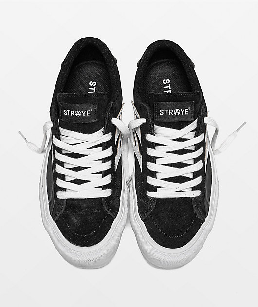 Straye Logan Flame Black & White Suede Skate Shoes