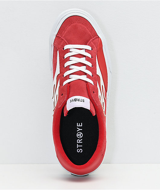 Straye Logan Flame zapatos de ante rojo para skate
