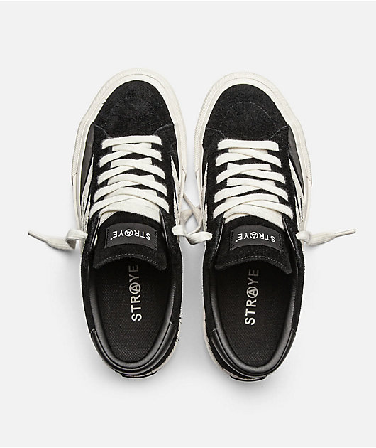 Straye Logan Flame zapatos de gamuza para skate blancos y negros
