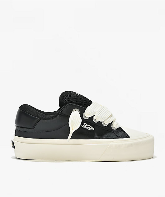 Straye Venice Buff Black & White High Top Skate Shoes