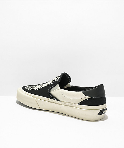 Straye Ventura X-Ray Black Canvas Slip-On Skate Shoes 