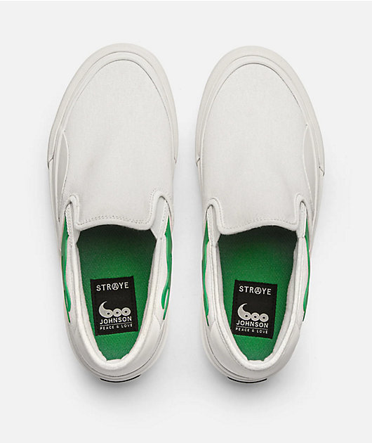 Straye Vista White & Green Flame Skate Shoes