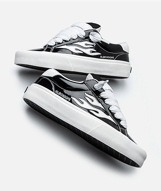 Straye x Blackdope Logan Puff Black Patent Leather Skate Shoes