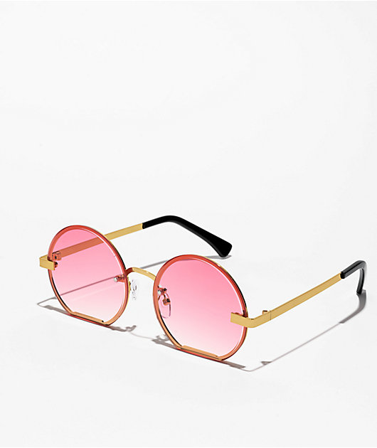 Sunset Pink Round Sunglasses Zumiez