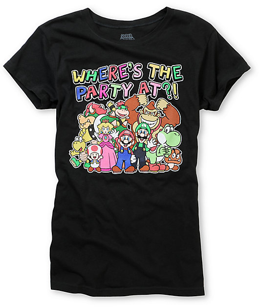 Super Mario Wheres The Party At T Shirt Zumiez