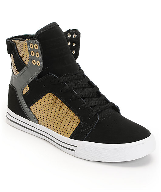 Supra Skytop Black \u0026 Gold Skate Shoes 
