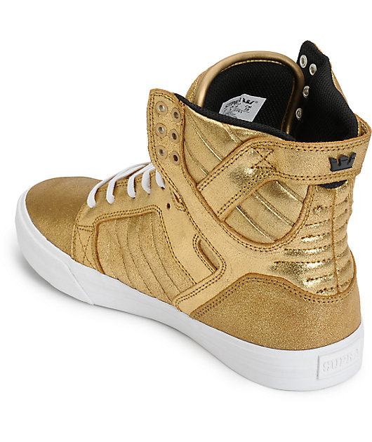 supra skytop mens shoes gold hole white