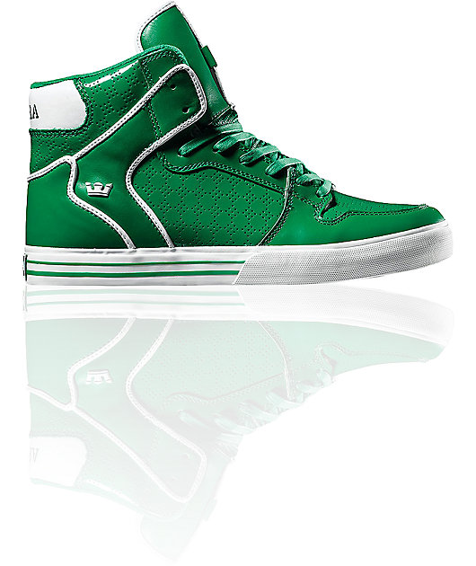 green and silver shoes