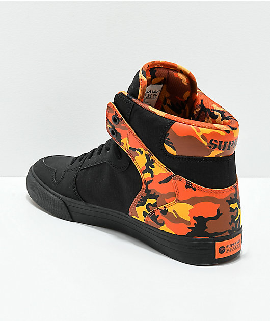 Supra x Rothco Vaider Black & Savage Orange Camo Skate Shoes