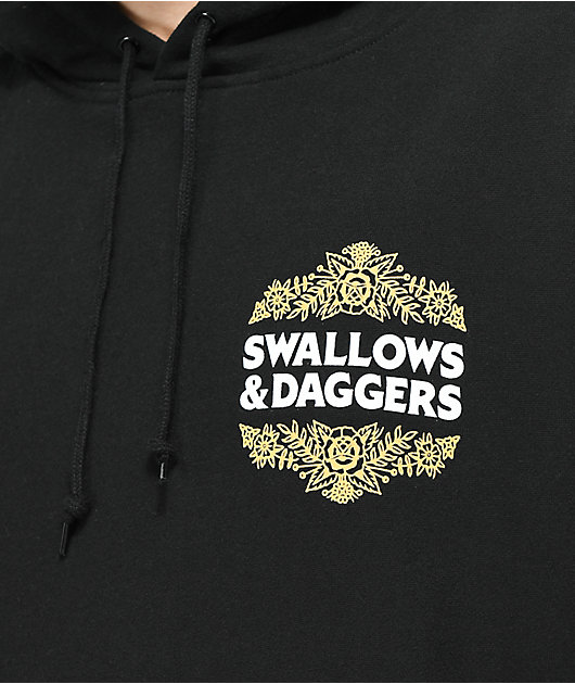 Swallows & Daggers Filigree Rose Black Hoodie
