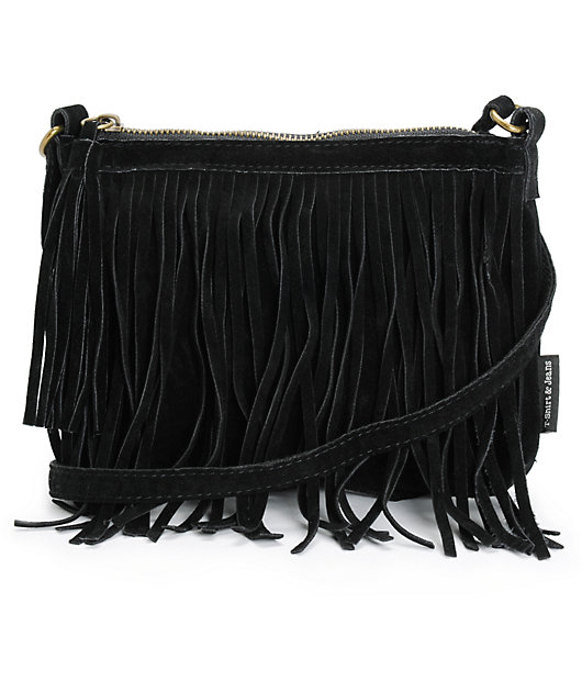 black fringe purse