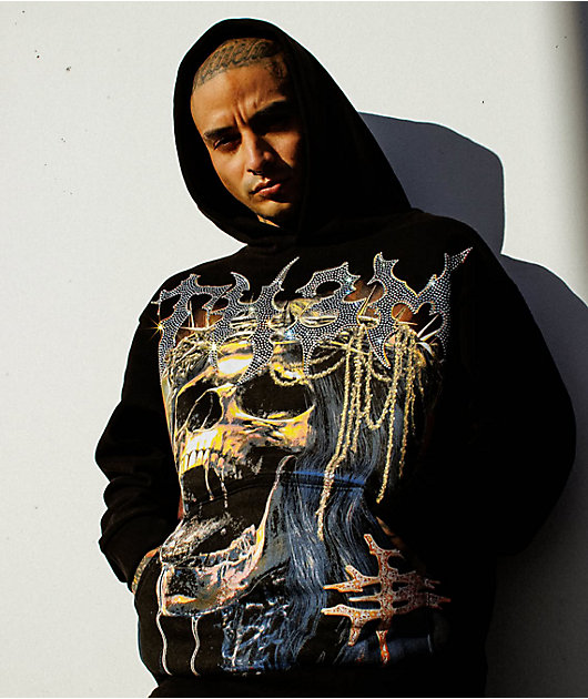 TH3M Royalty Rhinestone Black Hoodie | Zumiez