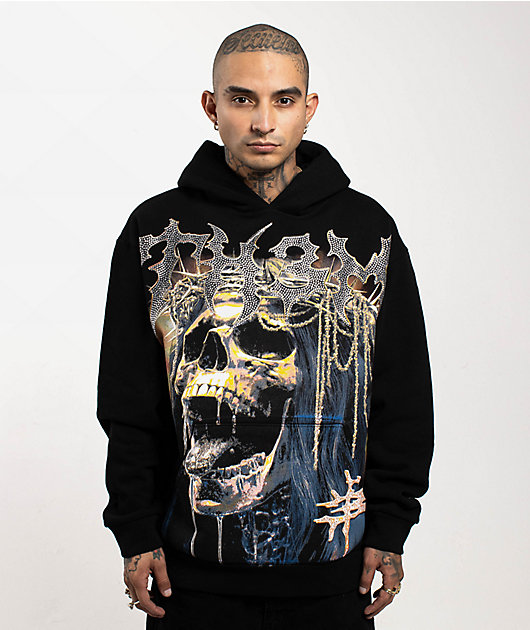 TH3M Royalty Rhinestone Black Hoodie | Zumiez