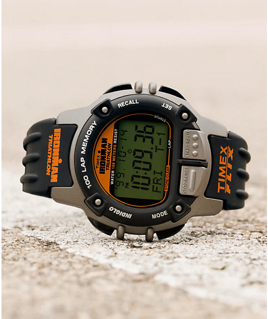 TIMEX IRONMAN Flix 100 Lap Black & Grey Digital Watch | Zumiez