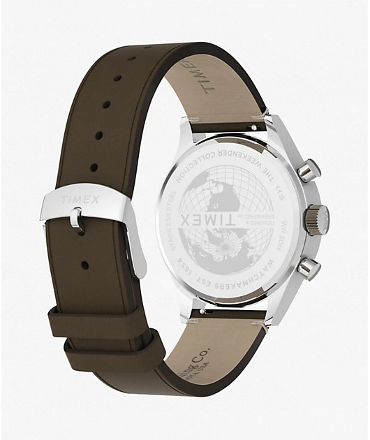 TIMEX Weekender New England Chronograph Black, Silver & Brown Analog Watch