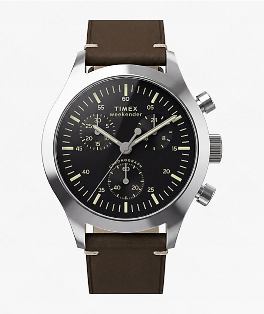 TIMEX Weekender New England Chronograph Black, Silver & Brown Analog Watch