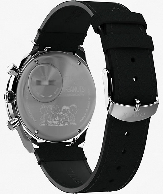 TIMEX x Peanuts Q Chrono Snoopy Silver & Black Analog Watch | Zumiez