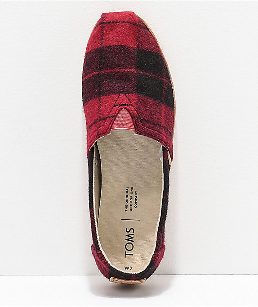 toms red plaid shoes