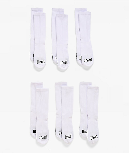 Tapout Flex Comfort 6 Pack White Crew Socks