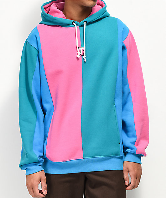 Teddy Fresh Love Blue & Pink Color Block Hoodie Teddy Fresh Love Blue & Pink Color Block Hoodie