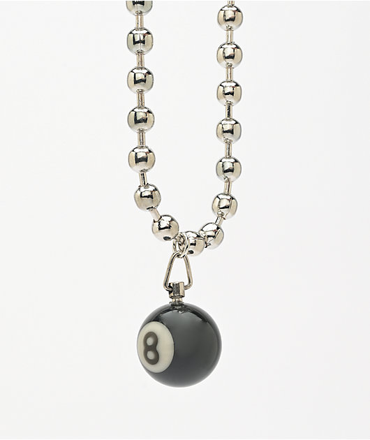 Charm Eight Ball Necklace Ball Necklace, Gold And Black, Quirky