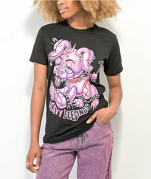 Teen Hearts Heavy Feelings Black T-Shirt