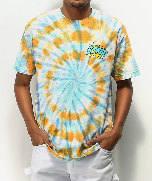 orange and blue tie dye shirt