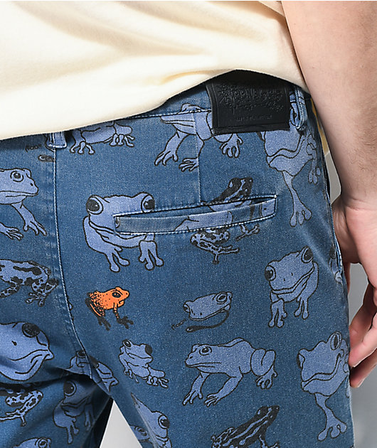 Teenage Frog Print Navy Chino Pants