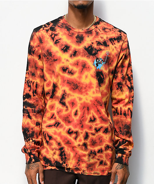 Orange Tie Dye Long Sleeve Shirt 