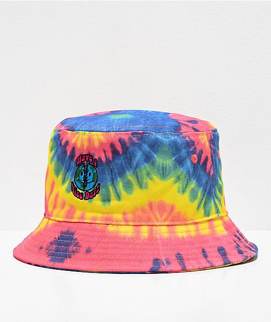 blue tie dye bucket hat