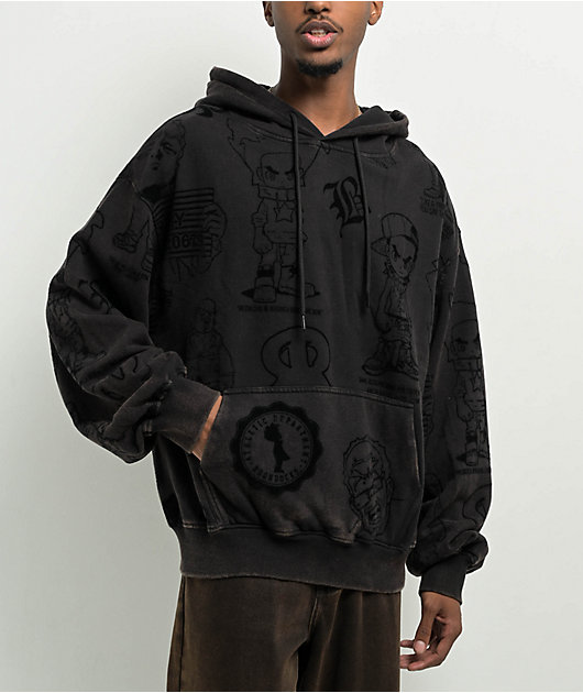 The Boondocks Collage Black Acid Wash Hoodie | Zumiez