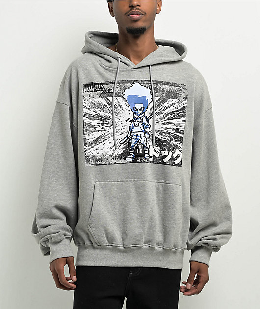 Grey acid wash hoodie on sale