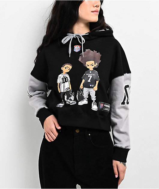 The Boondocks Riley & Huey Black & Grey Crop Hoodie | Zumiez