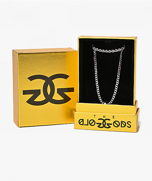 The Gold Gods Cuban & Rope White Gold Chain Necklace Set