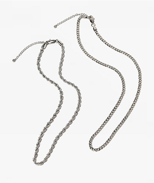 The Gold Gods Cuban & Rope White Gold Chain Necklace Set