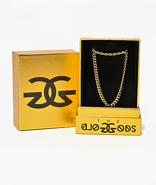 The Gold Gods Cuban & Rope Yellow Gold Chain Necklace Set