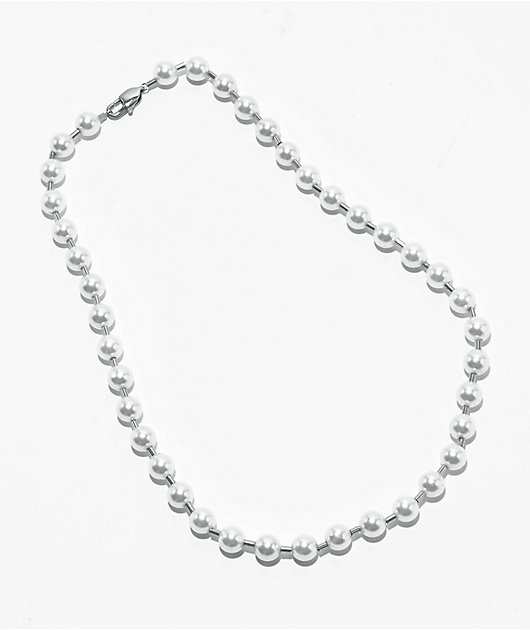 The Gold Gods Full Pearl 18" White Gold Chain Necklace