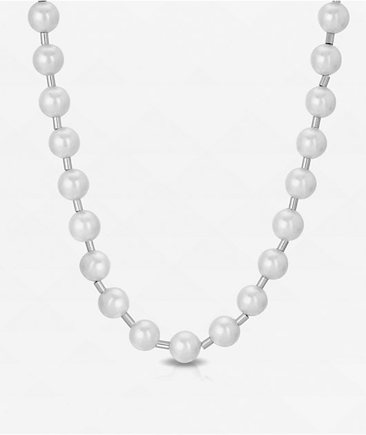 The Gold Gods Full Pearl 18" White Gold Chain Necklace
