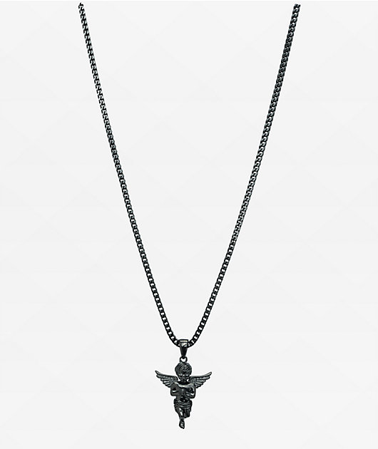 The Gold Gods Micro Angel Black Rhodium Necklace