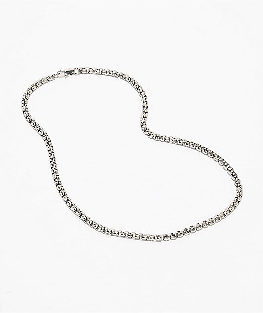 The Gold Gods Round Box Link 20" White Gold Chain Necklace