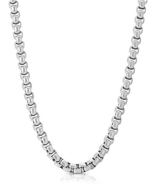 The Gold Gods Round Box Link 20" White Gold Chain Necklace