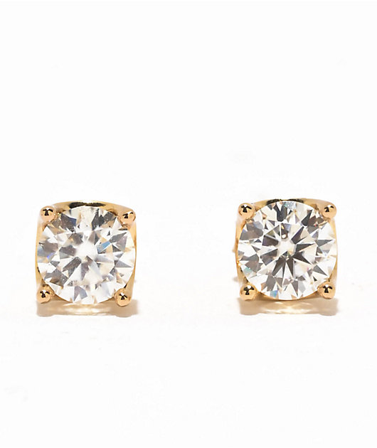 The Gold Gods Round Cut Moissanite Stud Gold Earrings