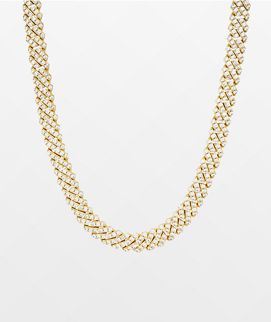 The Gold Gods Straight Diamond & Gold 8mm Cuban Chain Necklace