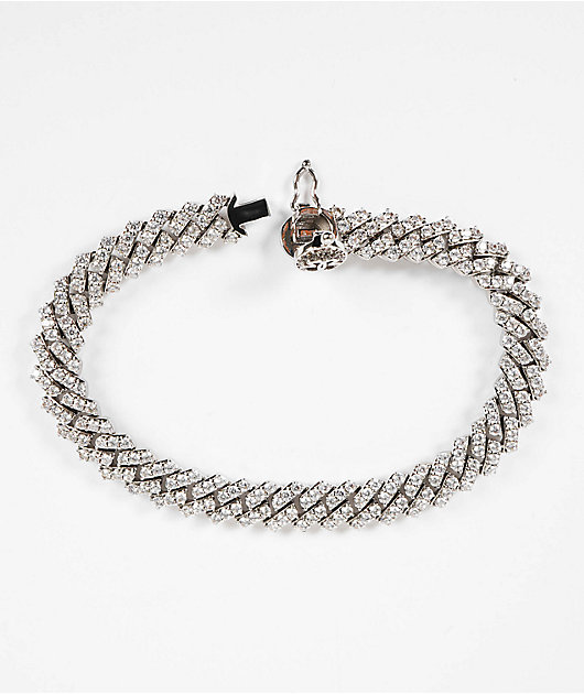 The Gold Gods Straight Diamond White Gold 8mm Cuban Link Bracelet