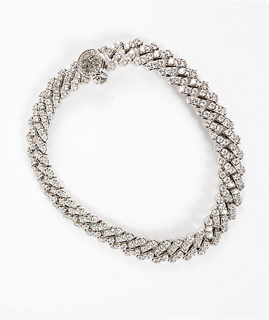 The Gold Gods Straight Diamond White Gold 8mm Cuban Link Bracelet