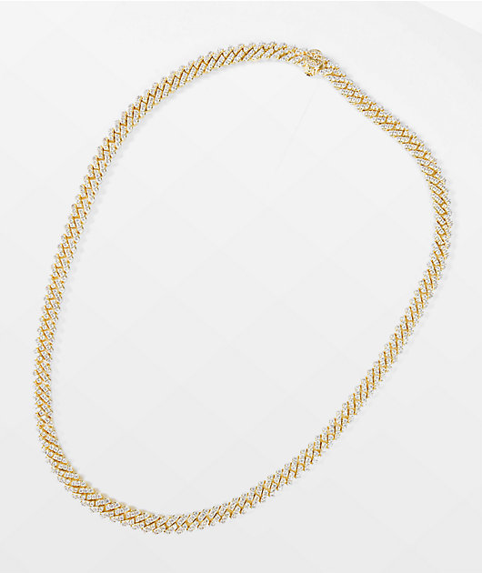 The Gold Gods Straight Edge 8mm 22" Gold Diamond Cuban Link Choker Chain Necklace