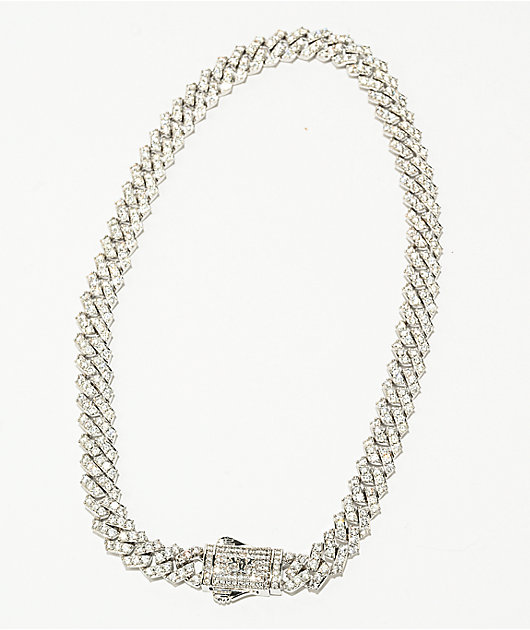 The Gold Gods Straight Edge Diamond & White Gold Cuban Chain Necklace